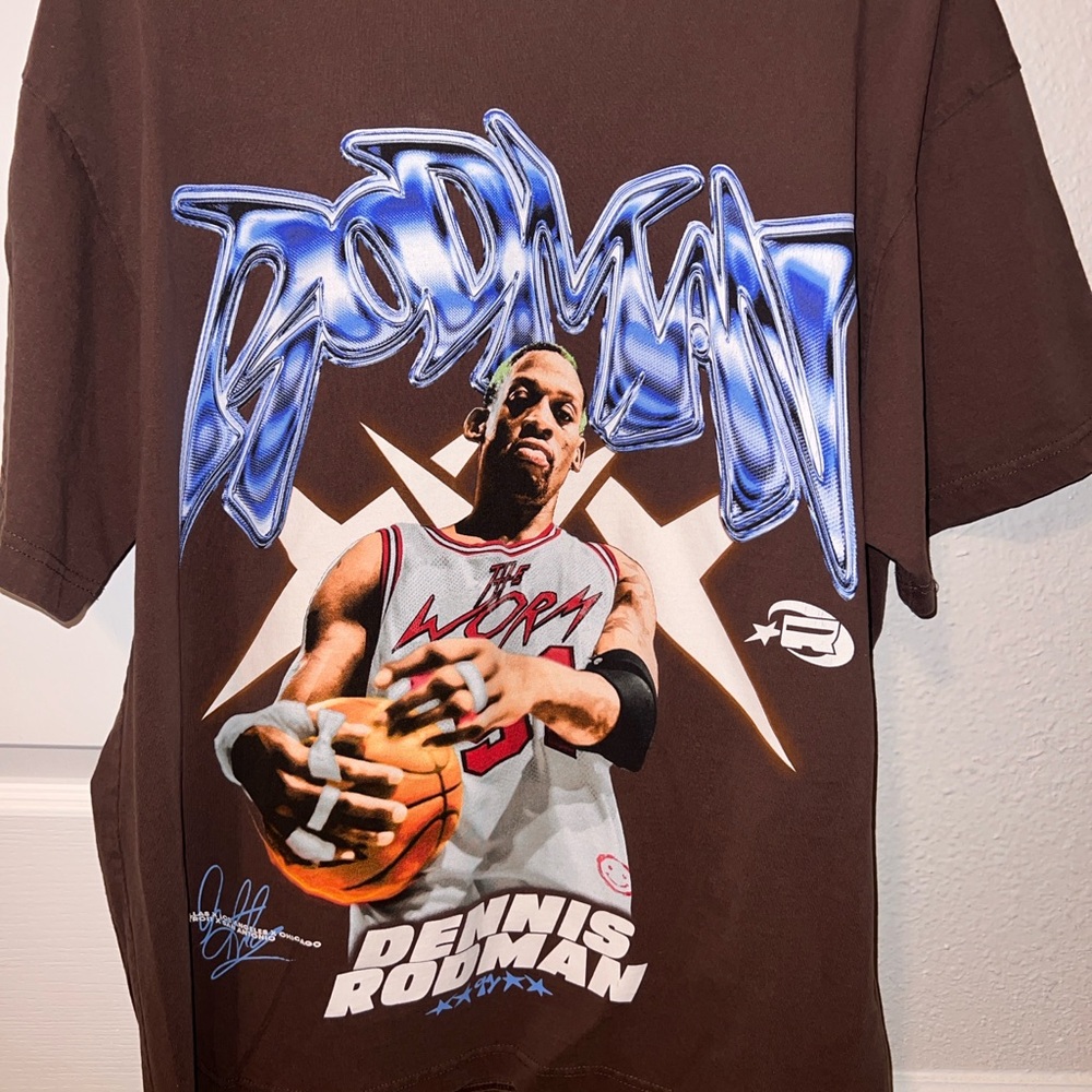 Dennis Rodman Brown Graphic T-Shirt
